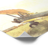 古い二面アンティーク飛行機イエローアーカイブ ポスター (角)