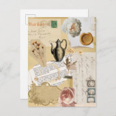 古い仕訳帳ビクトリアン時代のヴィンテージはがき ポストカード (正面/裏面)