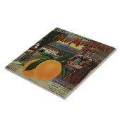 古い代表団のオレンジ木枠のラベル タイル (側面)