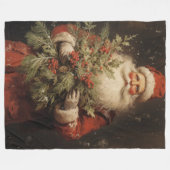 古い伝統を大切にしたユール(キリスト降誕祭)毛布 フリースブランケット (正面(横))