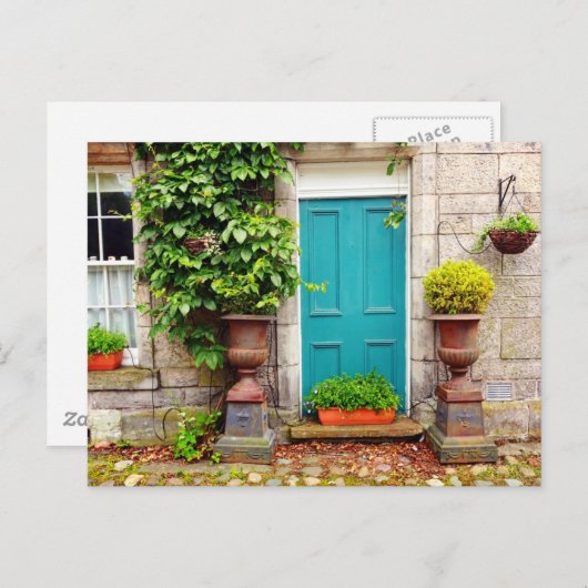 古い伝統的なスコットランドのドア ポストカード (正面/裏面)