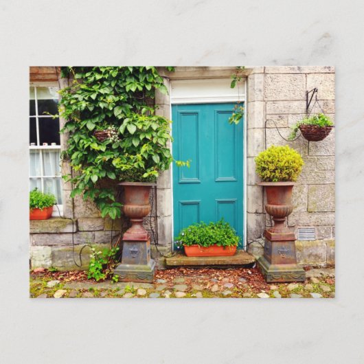 古い伝統的なスコットランドのドア ポストカード (正面)