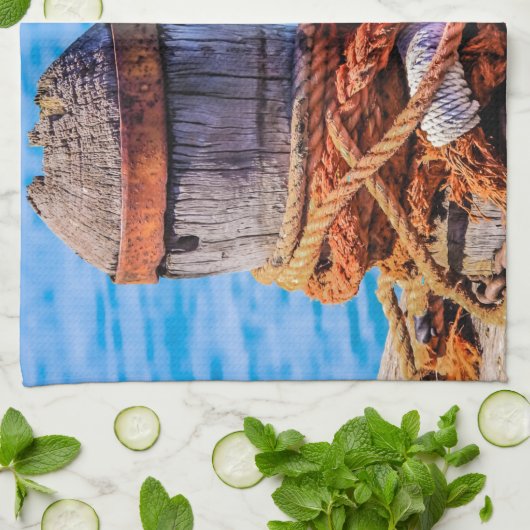 古い係留ボラード キッチンタオル (折り畳み)