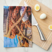 古い係留ボラード キッチンタオル (四つ折り)