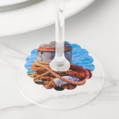 古い係留ボラード ワイングラスタグ (クローズアップ)