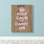 古い保木にピンク色で静かなステンシルウッド キャンバスプリント (インサイチュ (ウッドフロア))