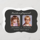 古い写真の保存型抜きされる日付ブラケット セーブザデート (正面/裏面)