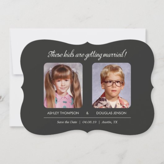 古い写真の保存型抜きされる日付ブラケット セーブザデート (正面)