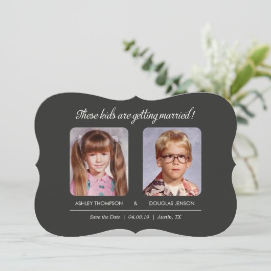 古い写真の保存型抜きされる日付ブラケット セーブザデート (スタンド正面)