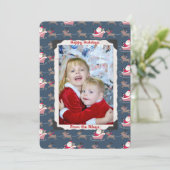 古い写真フレームとサンタクロースの休日 シーズンカード (スタンド正面)