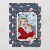 古い写真フレームとサンタクロースの休日 シーズンカード (正面/裏面)