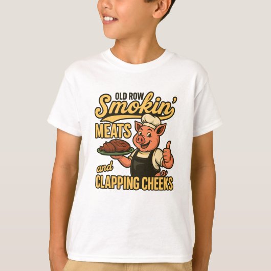 古い列の喫煙肉と拍手の頬 Tシャツ (正面)