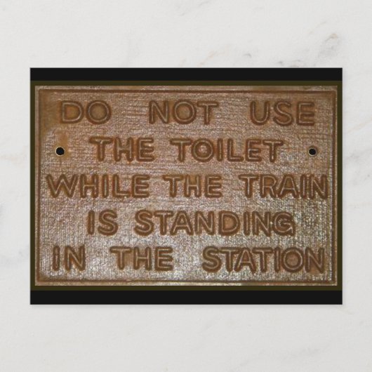 古い列車のトイレ看板 ポストカード (正面)