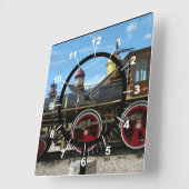 古い列車エンジン スクエア壁時計 (傾斜)