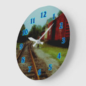 古い列車エンジン ラージ壁時計 (傾斜)