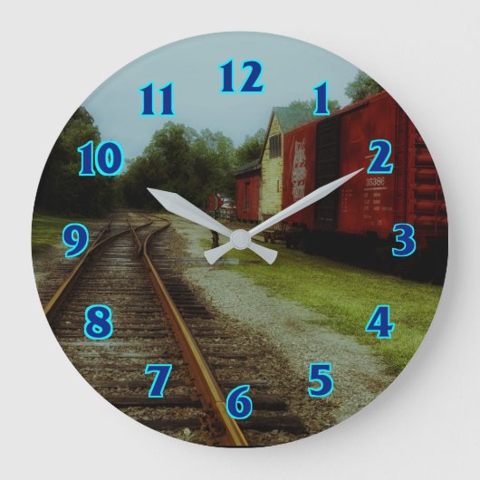 古い列車エンジン ラージ壁時計 (正面)