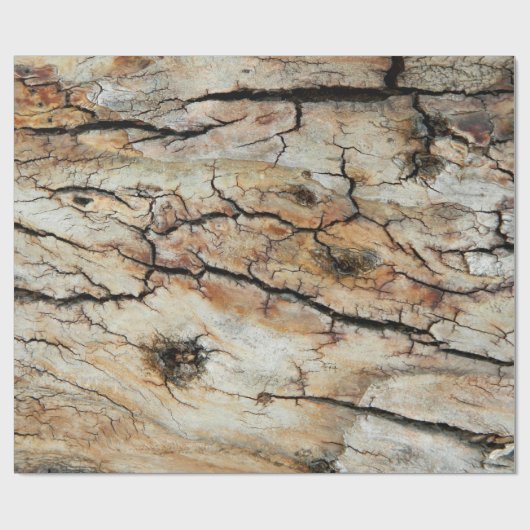 古い割れた木製の自然な樹皮の写真 ラッピングペーパー (フラット)