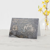 古い化石の挨拶状 カード (黄色い花)