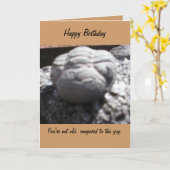 古い化石の顔のバースデー・カード カード (黄色い花)