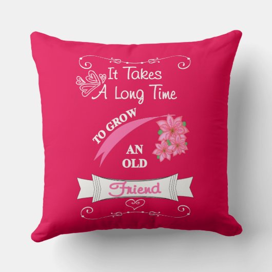 古い友人のための可愛いことわざタイポグラフィグラフィック クッション (裏面)