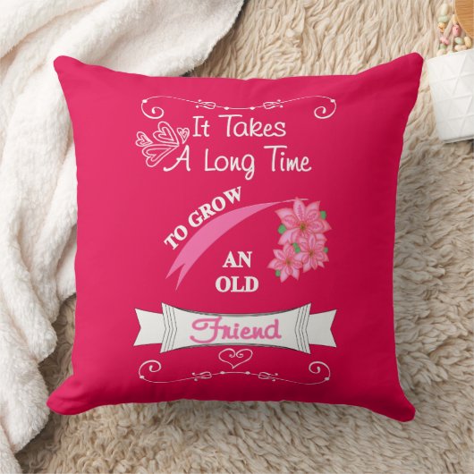 古い友人のための可愛いことわざタイポグラフィグラフィック クッション (ブランケット)