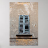 古い古い家の古い壊れた木製の窓、アンティーク ポスター (正面)