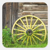 古い古い金ゴールドの町の古いワゴンホイール スクエアシール (正面)