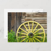 古い古い金ゴールドの町の古いワゴンホイール ポストカード (正面/裏面)