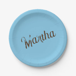 古い名前紙プレート（スカイブルー&カッパー） ペーパープレート
