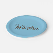 古い名前紙プレート(スカイブルー&カッパー) ペーパープレート (アングル)