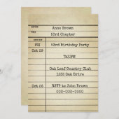 古い図書館のカード 53歳の誕生日パーティー 招待状 (正面/裏面)