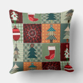 古い国ファッションドのクリスマスのパッチワーク クッション (裏面)