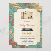 古い地図のベビーシャワーのパーティの招待状 招待状 (正面/裏面)