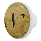 古い地図のモノグラムの引出しの引き セラミックノブ (右)