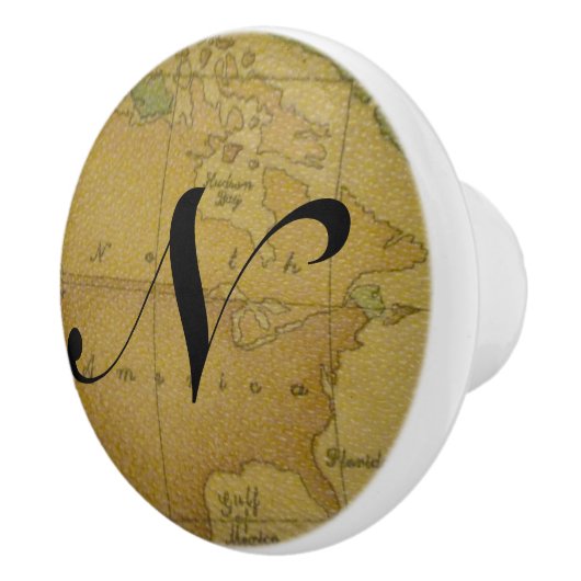 古い地図のモノグラムの引出しの引き セラミックノブ (右)