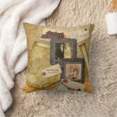 古い地図の郵便はがきの紙のコラージュのヴィンテージの写真フレーム クッション (ブランケット)