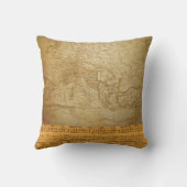 古い地図の郵便はがきの紙のコラージュのヴィンテージの写真フレーム クッション (裏面)