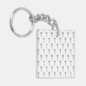 古い堅牢なクロスアクリルキーチェーン キーホルダー (正面左)