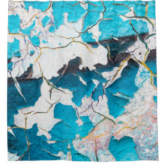 古い壁グランジ質感と後方地震 シャワーカーテン