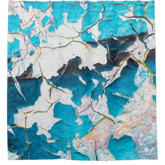 古い壁グランジ質感と後方地震 シャワーカーテン (正面)