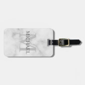 古い大理石のモパーソナライズされたノグラムと名前 ラゲッジタグ (正面横)