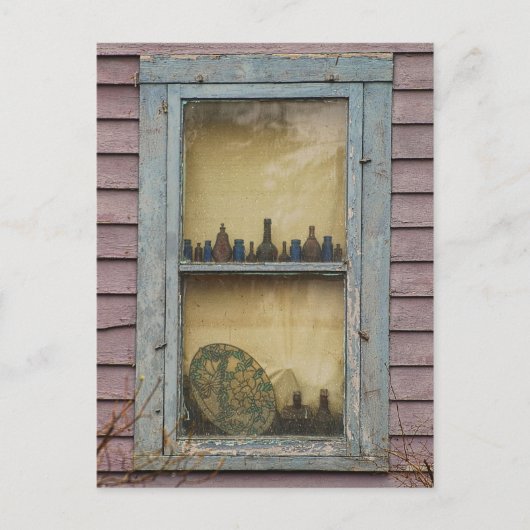 古い女性の窓はがき ポストカード (正面)