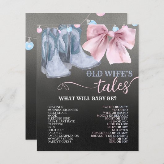 古い妻の物語カウボーイジェンダーの明らかにのためのゲーム。 (正面/裏面)