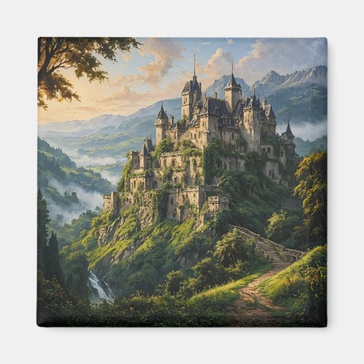 古い威厳のある城 マグネット (正面)