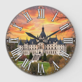 古い威厳のある城 ラージ壁時計