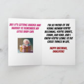 古い娘の誕生日が好きおもしろいではない カード (内部)