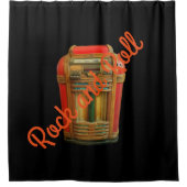古い学校のジュークボックスのロックンロール シャワーカーテン (正面)