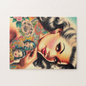 古い学校のタトゥーのピンアップ ジグソーパズル (横)