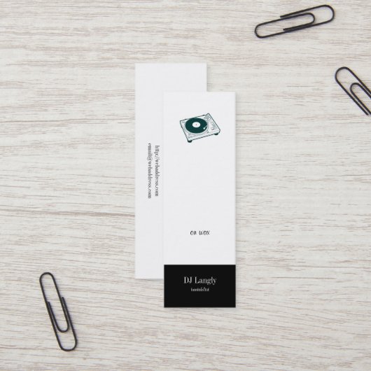 古い学校のターンテーブル スキニー名刺 (正面/裏面インサイチュ)