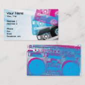 古い学校のテープおよび携帯用ステレオはカードの側面図を描きます 名刺 (正面/裏面)